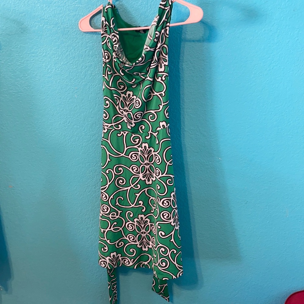 Green Pattern Cocktail Dress